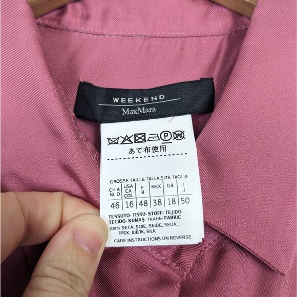 Weekend MaxMara 100% Silk Pink Utility Button Down Shirt - Picture 5 of 5